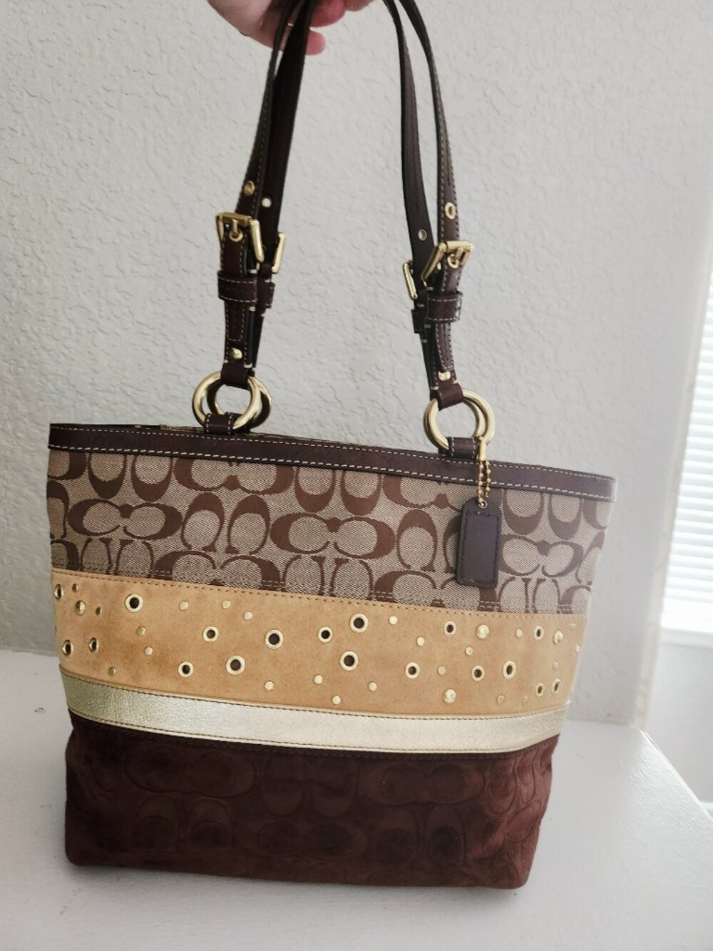 Euc Vintage Coach Special Edition Leather Suede Handbag Purse m